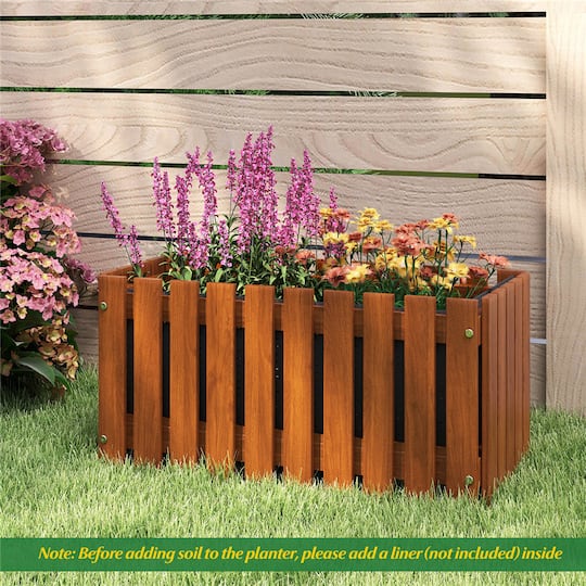 Costway 25" x 12" Solid Wood Slat Style Outdoor Flower Planter Box, 2ct.